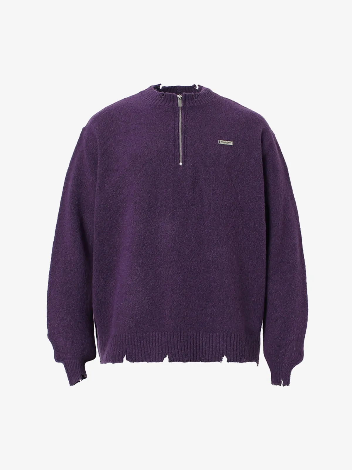 Vintage Knitted Distressed Raw Hem Half Zip Pullover Sweater sold by Thesupermade product image thumbnail 2