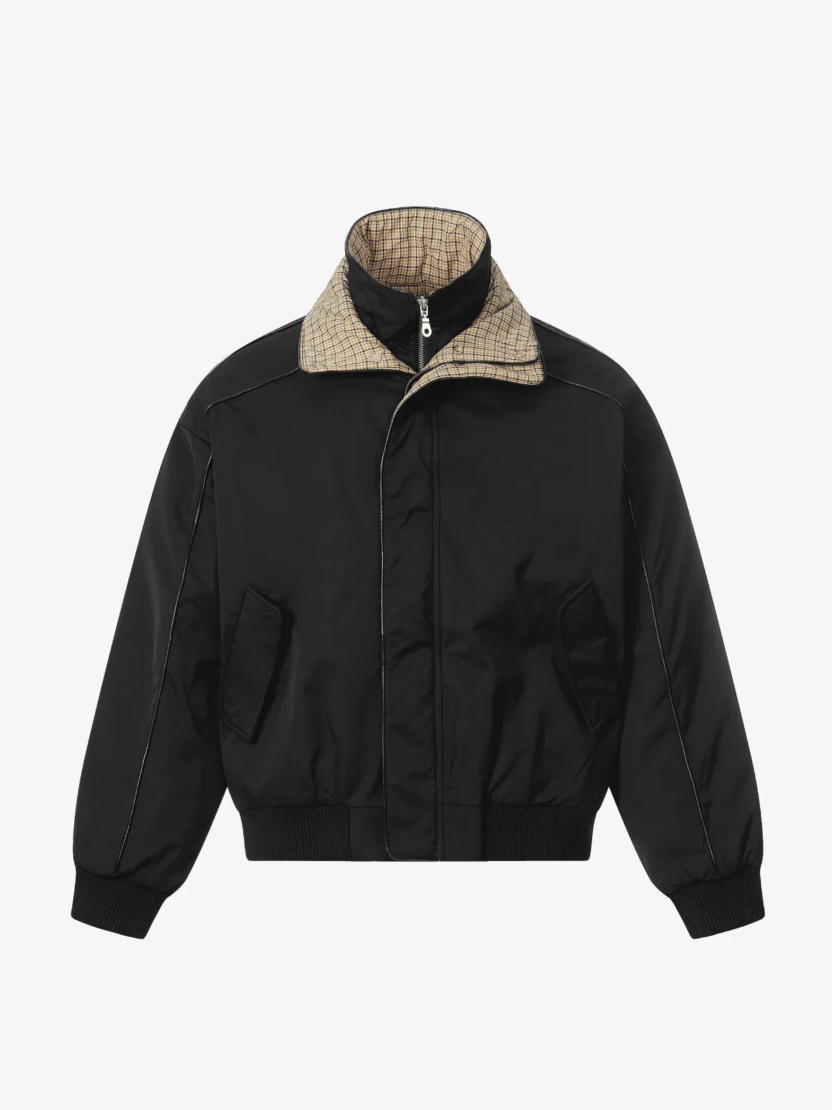 Retro Layered Look Plaid Collar Padded Jacket sold by Thesupermade product image thumbnail 5