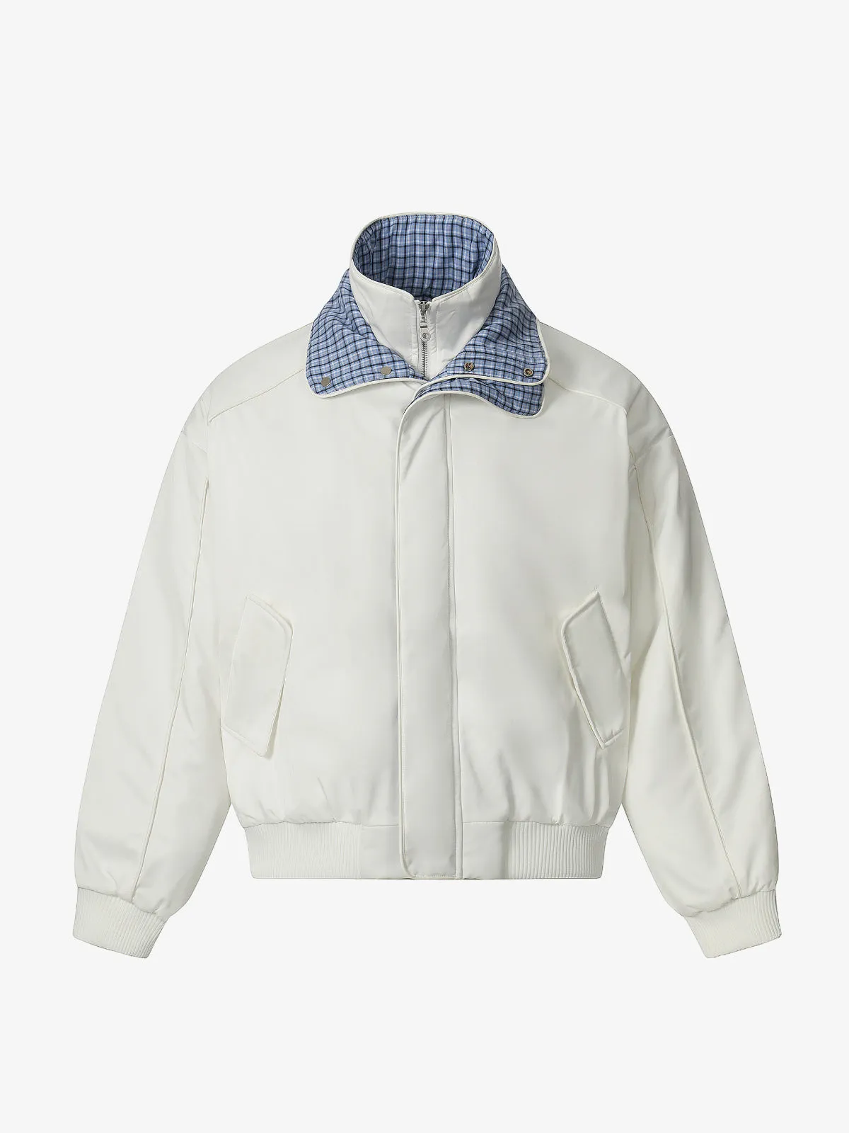 Retro Layered Look Plaid Collar Padded Jacket sold by Thesupermade