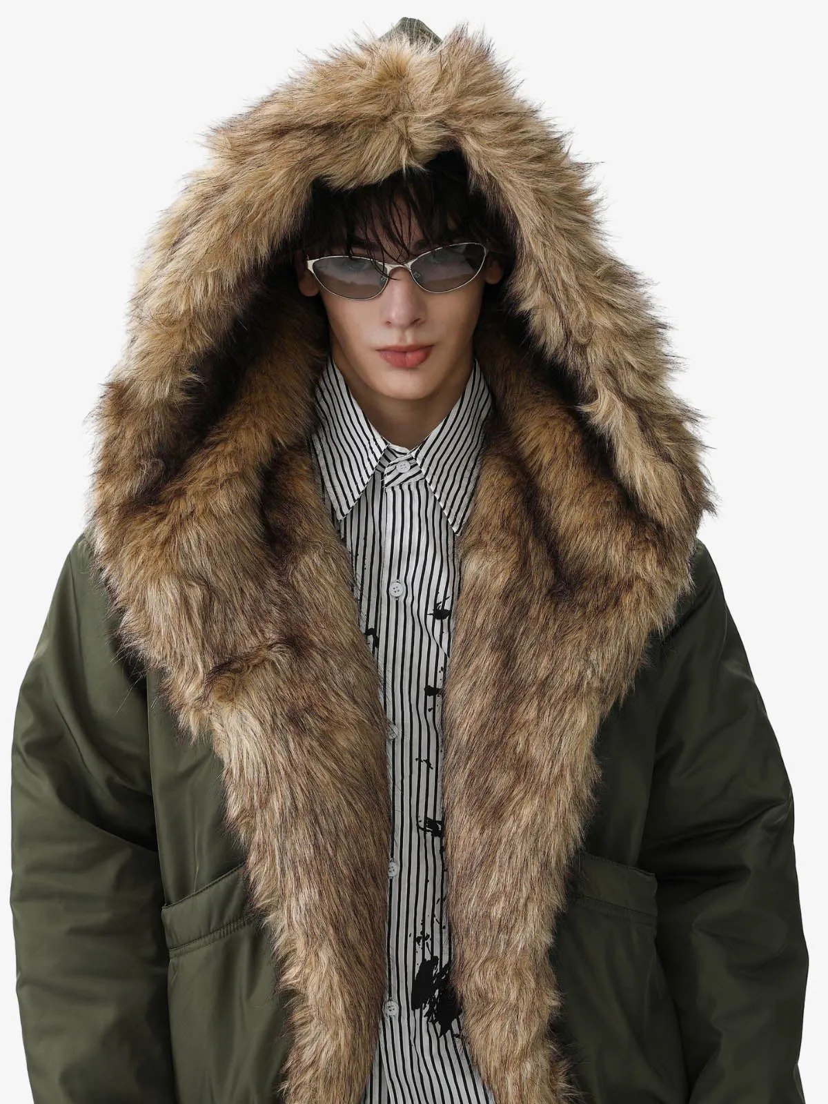 Retro Pleated Fur Hooded Padded Jacket sold by Thesupermade product image thumbnail 2