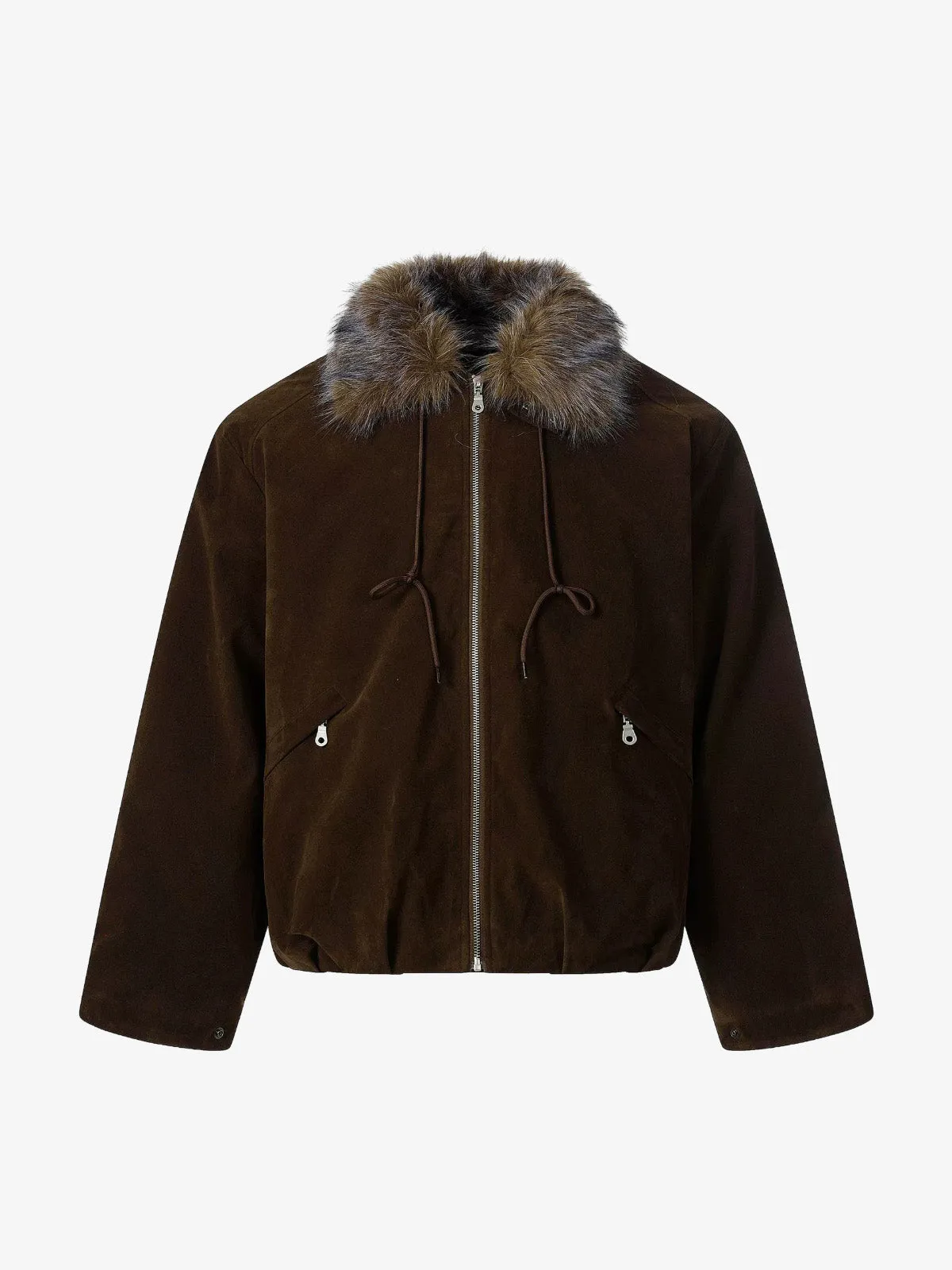 Vintage Drawstring Design Fur Collar Padded Jacket sold by Thesupermade