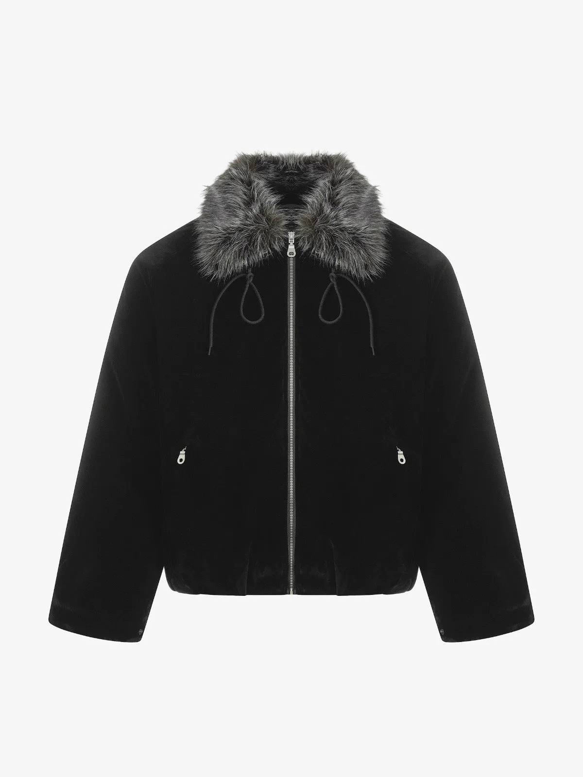 Vintage Drawstring Design Fur Collar Padded Jacket sold by Thesupermade product image thumbnail 5