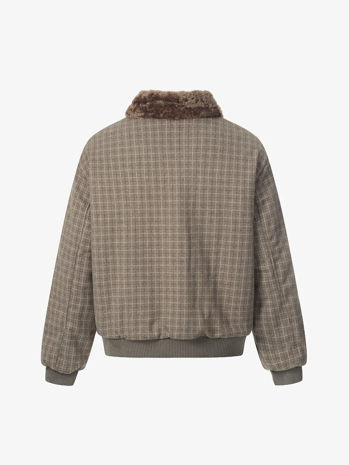 Retro Plaid Fur Collar Warm Padded Jacket sold by Thesupermade product image thumbnail 4