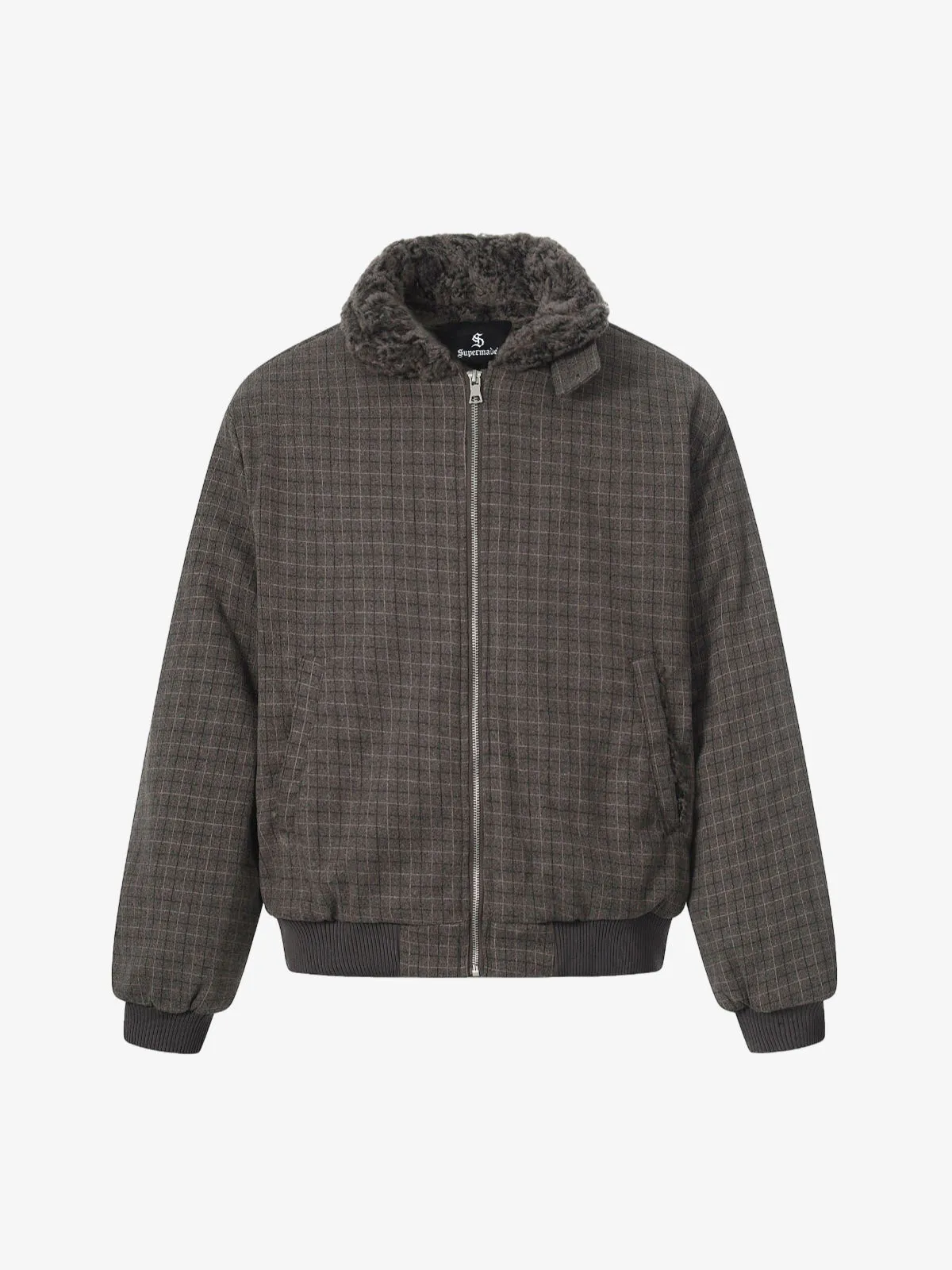 Retro Plaid Fur Collar Warm Padded Jacket sold by Thesupermade product image thumbnail 5