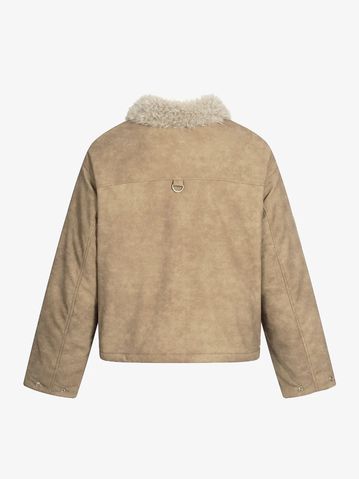 Vintage Fur Collar PU Leather Badge Embroidery Work Jacket sold by Thesupermade product image thumbnail 4