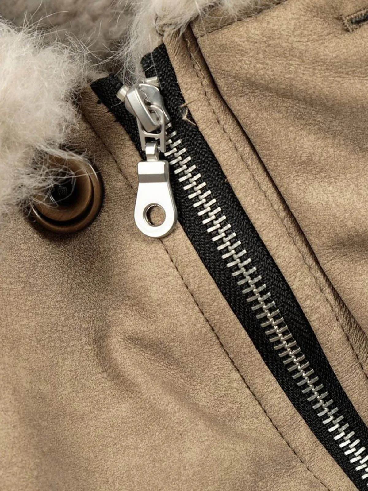 Vintage Fur Collar PU Leather Badge Embroidery Work Jacket sold by Thesupermade product image thumbnail 5