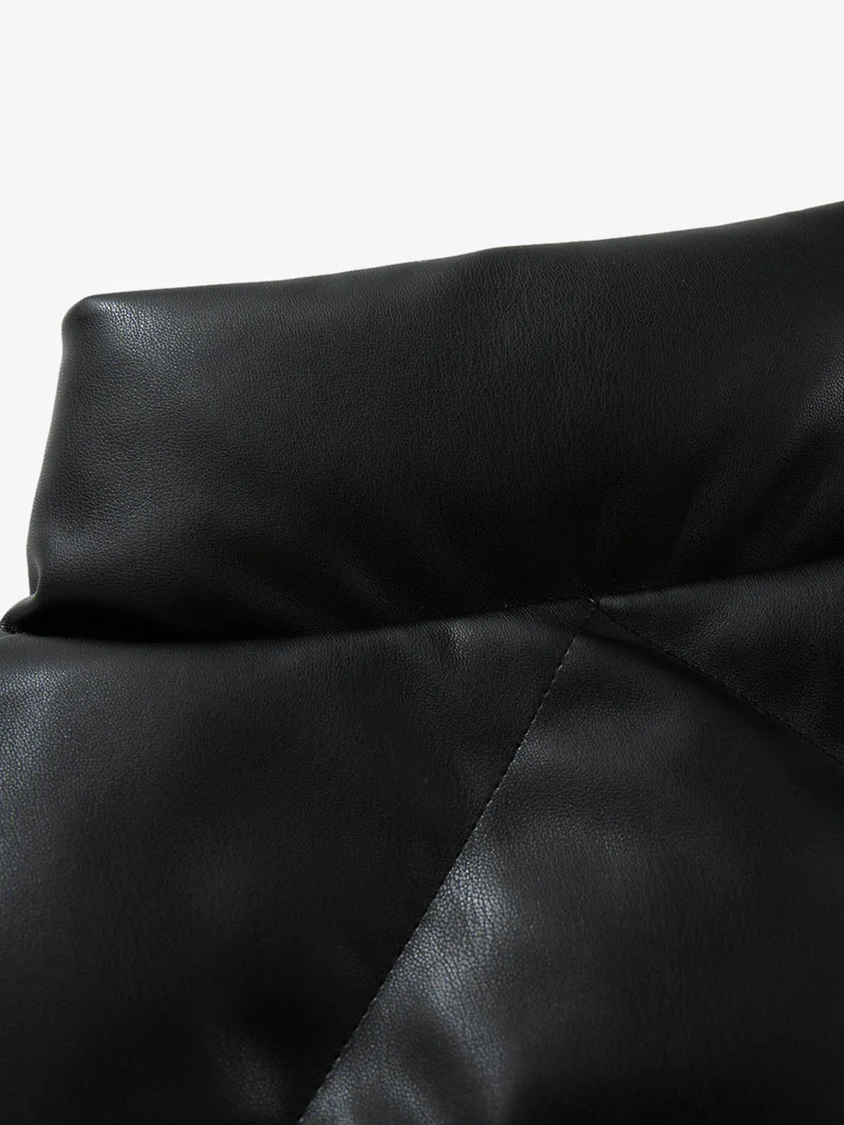 Minimalist Faux Leather Stand Collar Puffer Vest sold by Thesupermade product image thumbnail 3