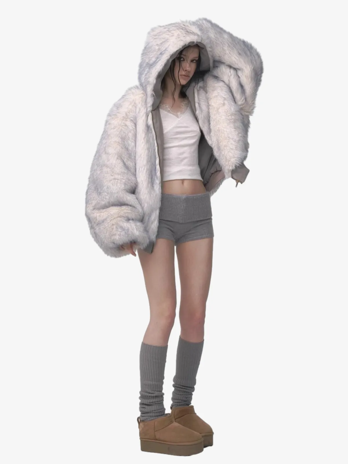 Oversized Reversible Fur Hooded Jacket - 2544 sold by Thesupermade product image thumbnail 3