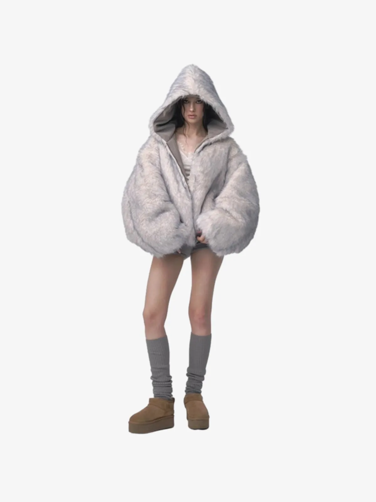 Oversized Reversible Fur Hooded Jacket - 2544 sold by Thesupermade product image thumbnail 5