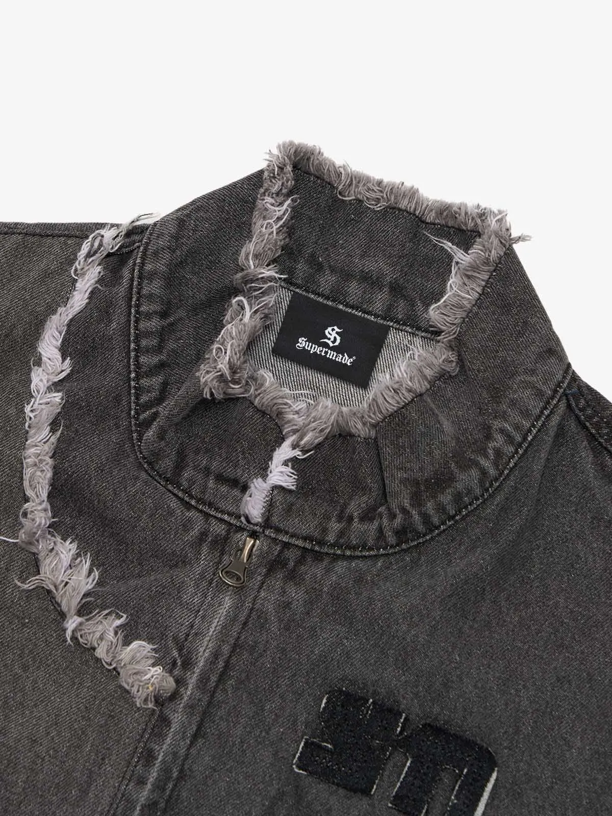 Original Appliqué Deconstructed Patchwork Raw-edge Denim Jacket sold by Thesupermade product image thumbnail 3