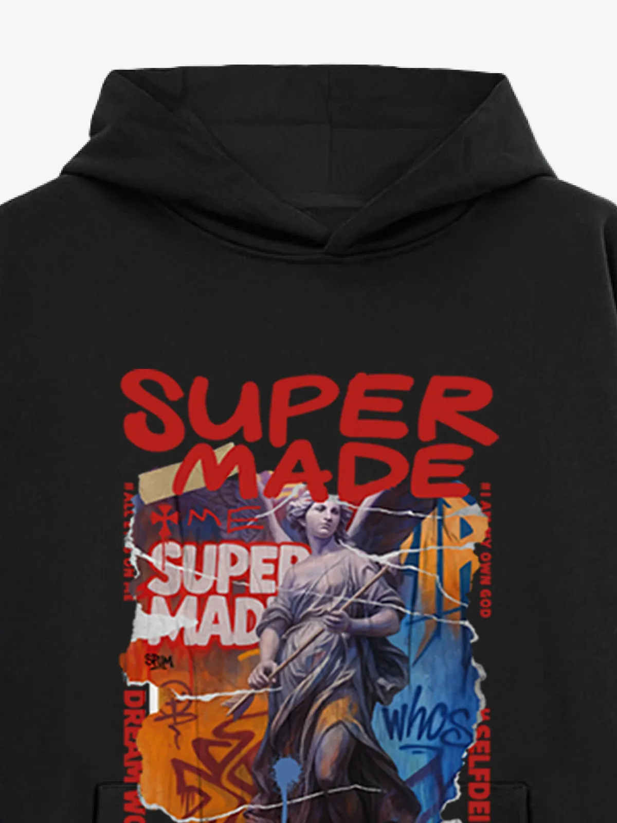 French Terry Vintage Araffiti Cllage Sculpture Hooded Sweatshirt sold by Thesupermade product image thumbnail 5