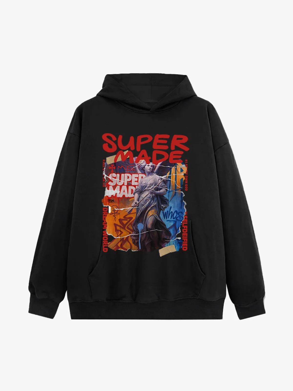 French Terry Vintage Araffiti Cllage Sculpture Hooded Sweatshirt sold by Thesupermade product image thumbnail 2