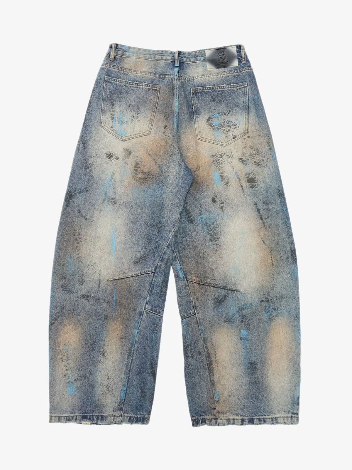 Street Deconstruction Smudge Graffiti Barrel Jeans sold by Thesupermade product image thumbnail 2