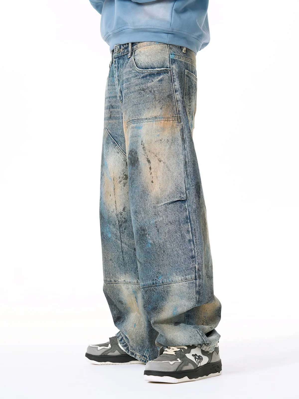 Street Deconstruction Smudge Graffiti Barrel Jeans sold by Thesupermade product image thumbnail 4