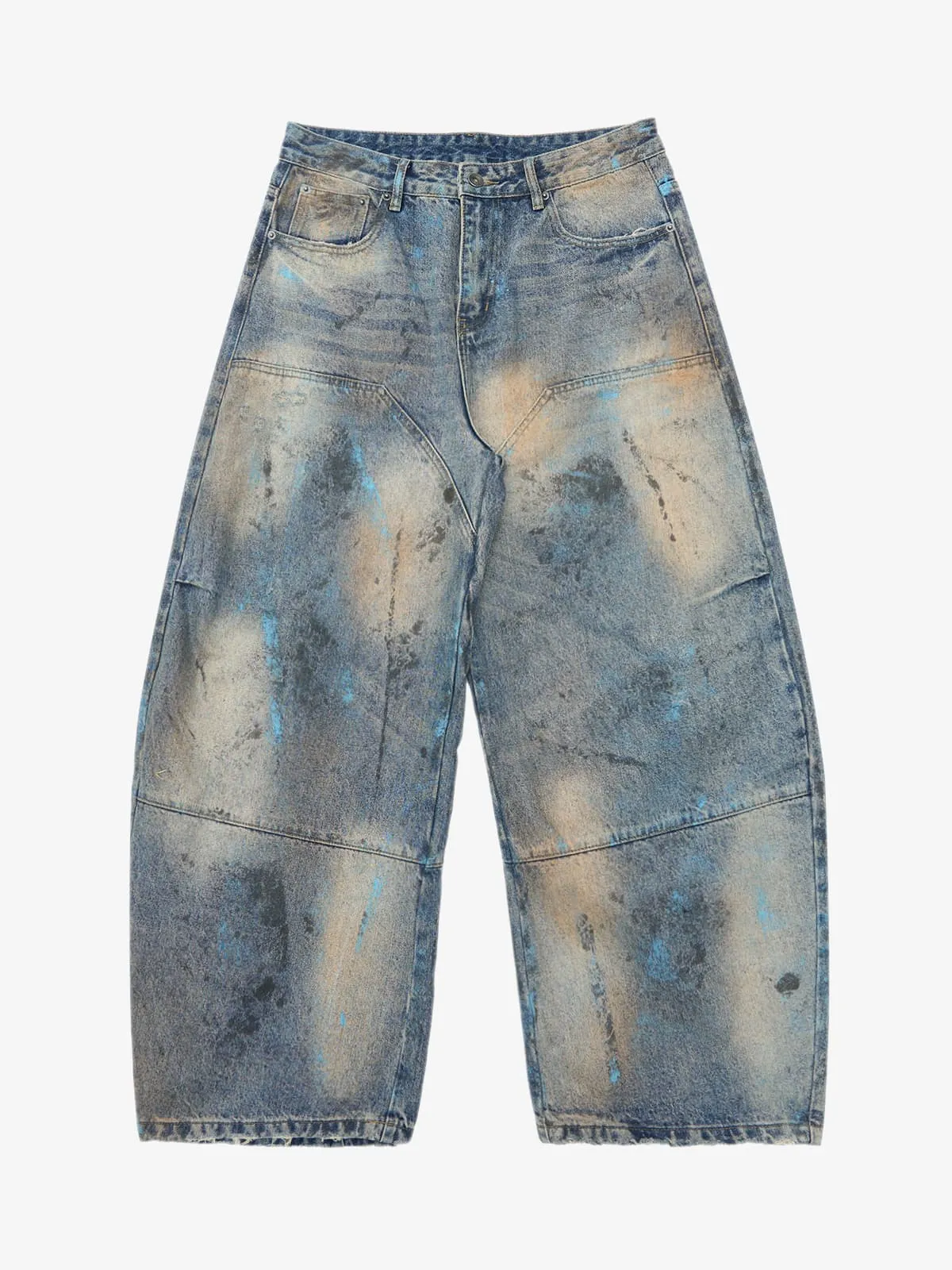 Street Deconstruction Smudge Graffiti Barrel Jeans sold by Thesupermade