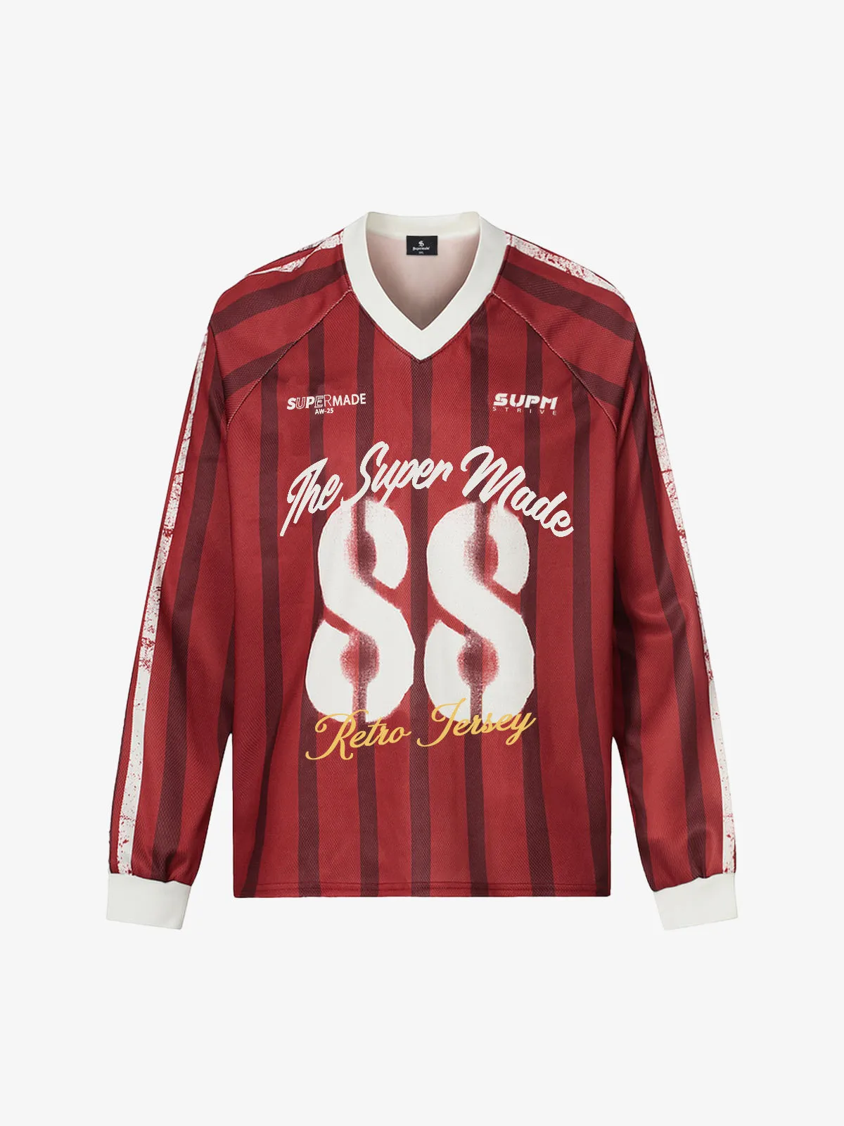 Retro Striped 88 Print Graphic Jersey Long-Sleeved T-Shirt sold by Thesupermade