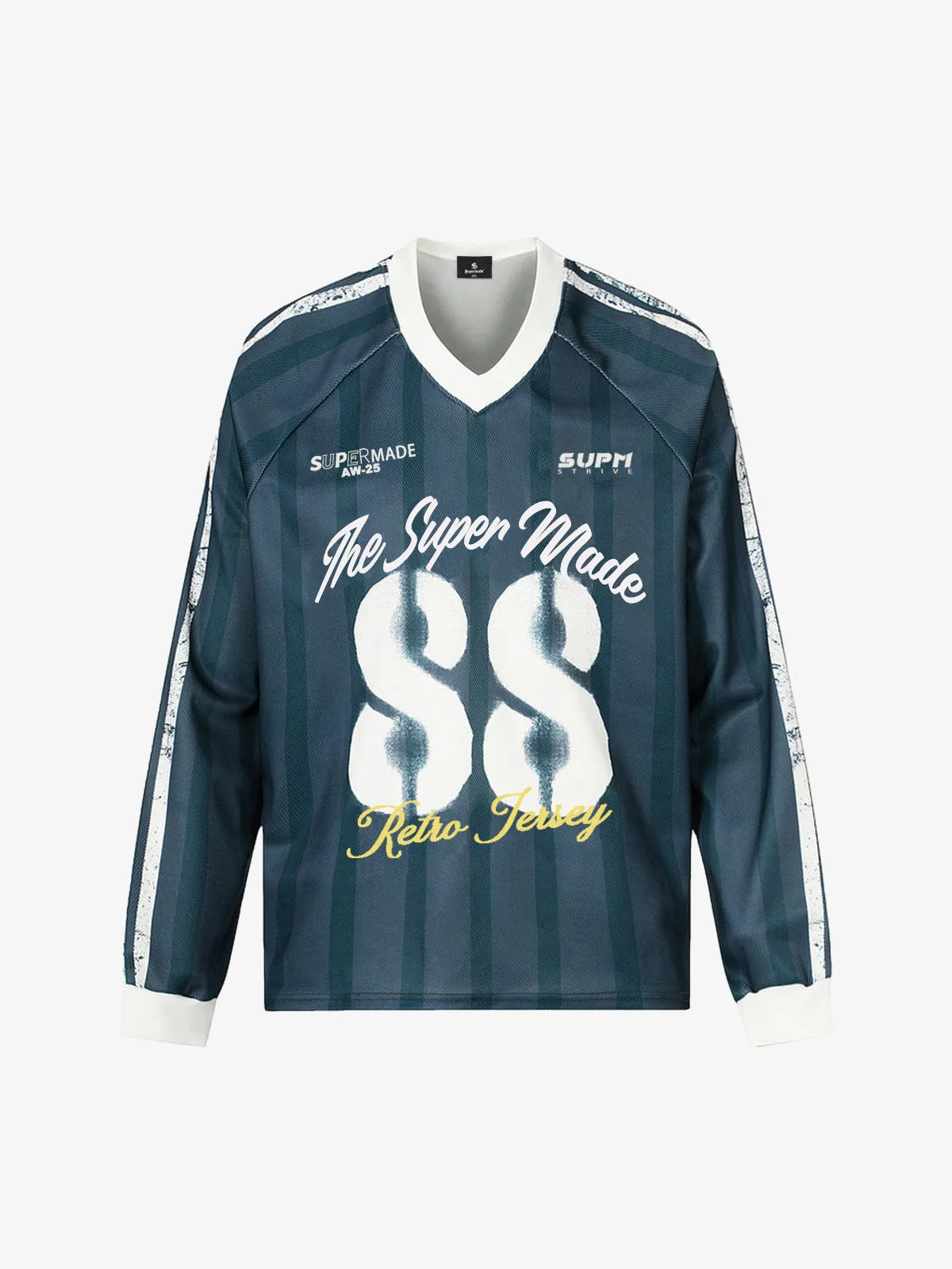 Retro Striped 88 Print Graphic Jersey Long-Sleeved T-Shirt sold by Thesupermade product image thumbnail 2