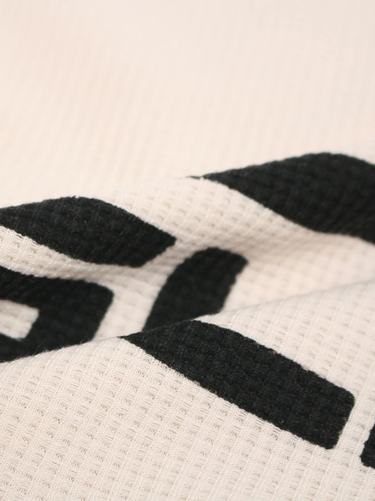 Textured Waffle SUPM Letter Graphic Long Sleeve T-Shirt sold by Thesupermade product image thumbnail 5