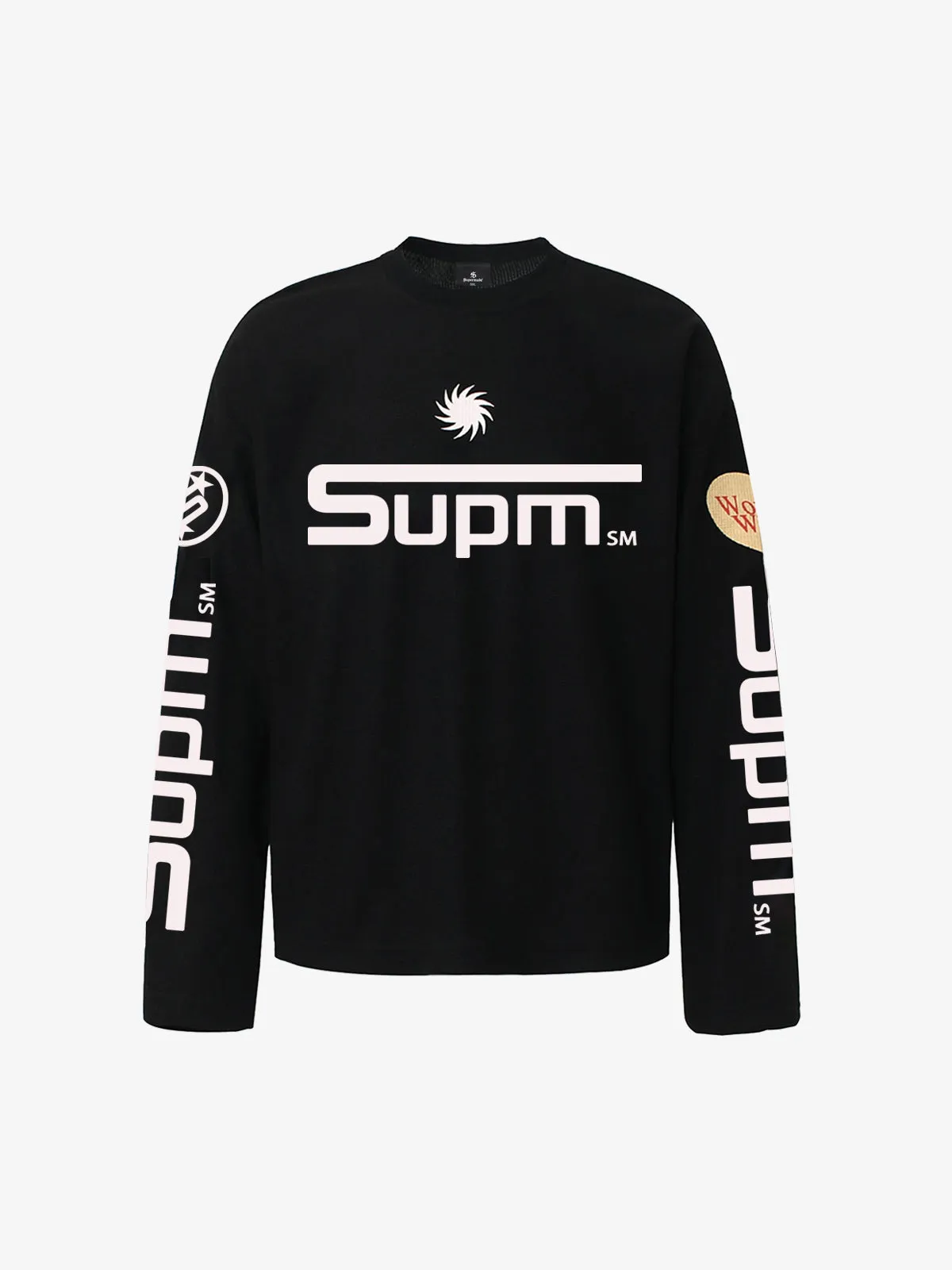 Textured Waffle SUPM Letter Graphic Long Sleeve T-Shirt sold by Thesupermade product image thumbnail 2
