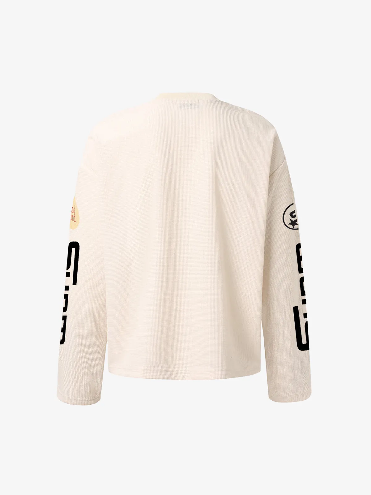 Textured Waffle SUPM Letter Graphic Long Sleeve T-Shirt sold by Thesupermade product image thumbnail 3