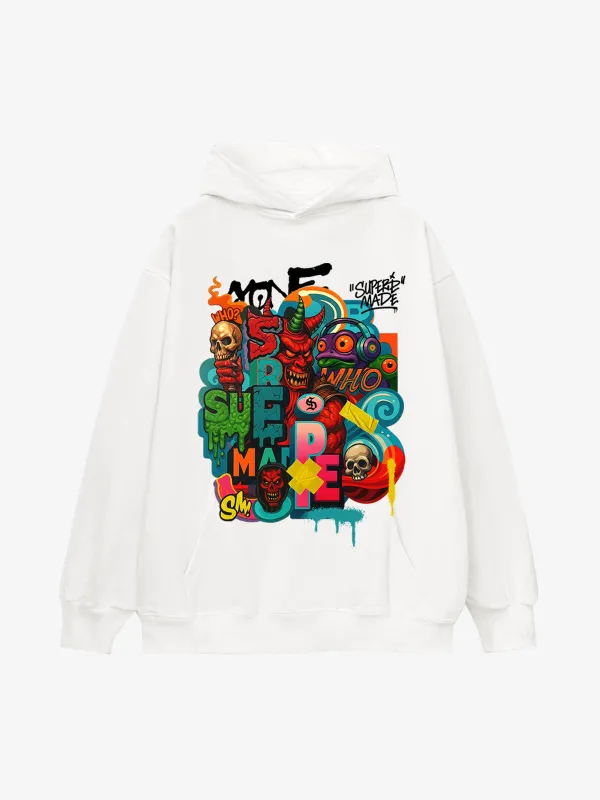 Thesupermade Devil Street Graffiti Carnival Hoodie sold by Thesupermade