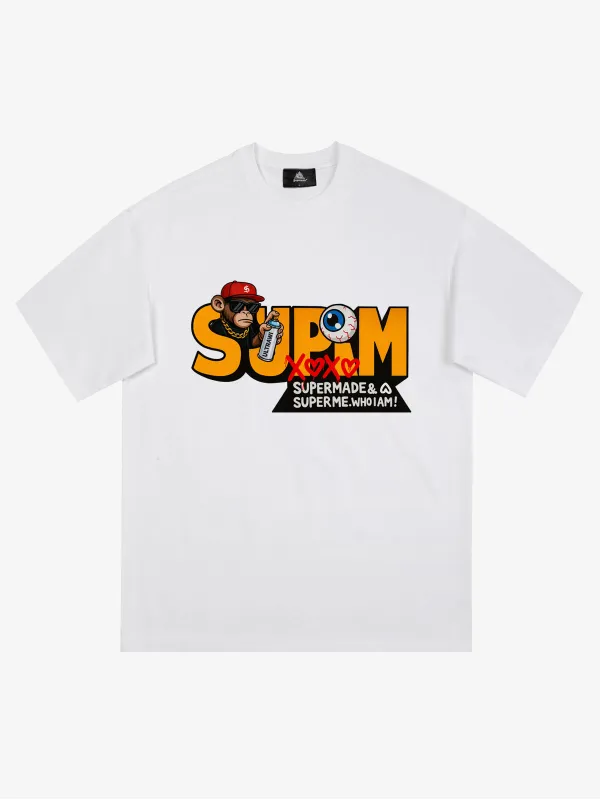 SUPM Trendy Hip-Hop Monkey Graffiti Font T-Shirt sold by Thesupermade
