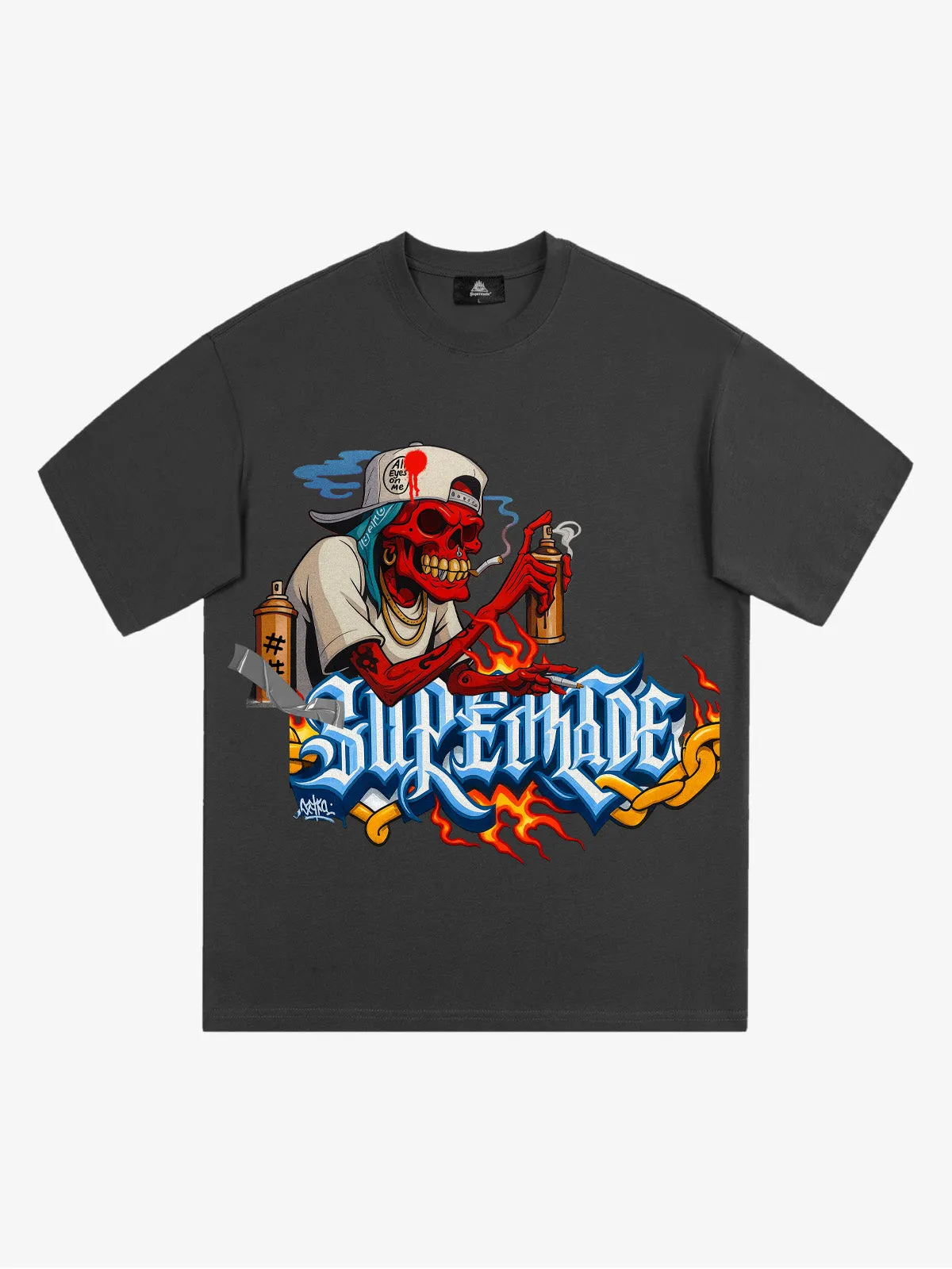 Street Skull Graffiti Artist Flame Flower Font T-Shirt sold by Thesupermade product image thumbnail 3