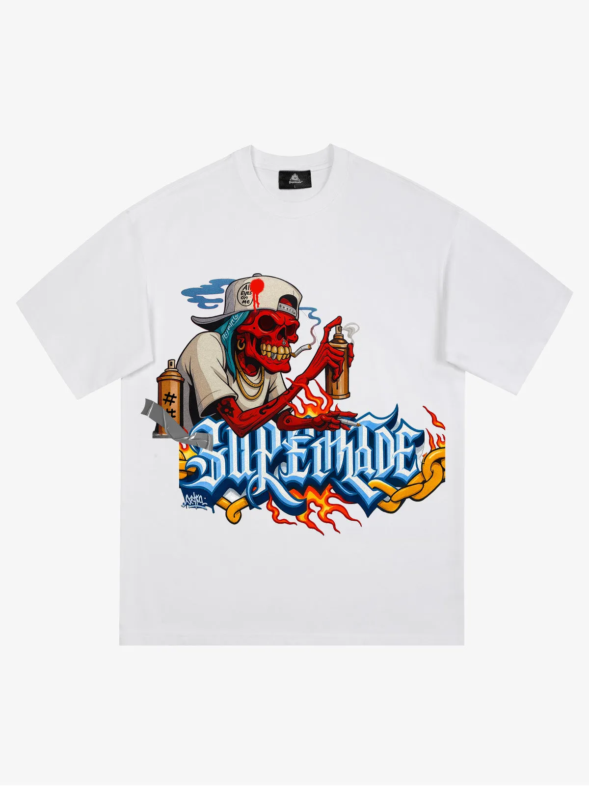 Street Skull Graffiti Artist Flame Flower Font T-Shirt sold by Thesupermade