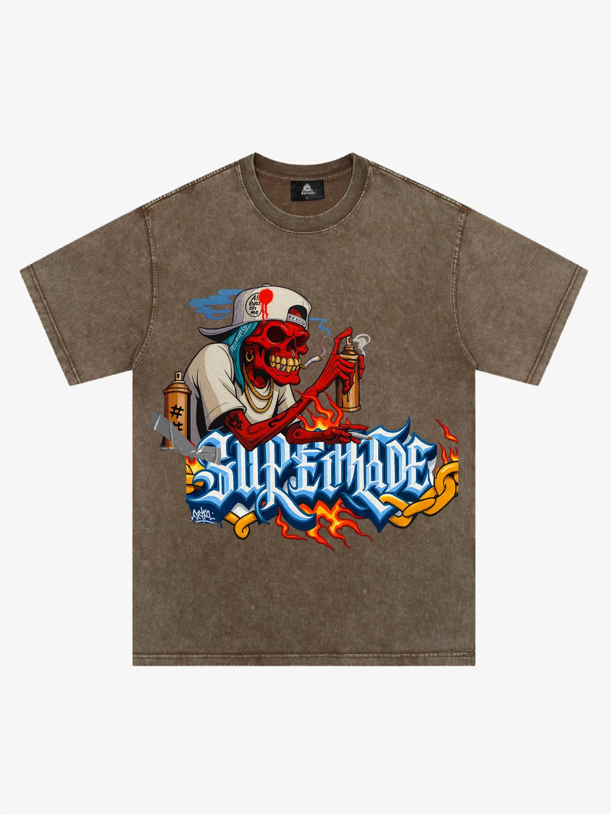 Street Skull Graffiti Artist Flame Flower Font T-Shirt sold by Thesupermade product image thumbnail 5