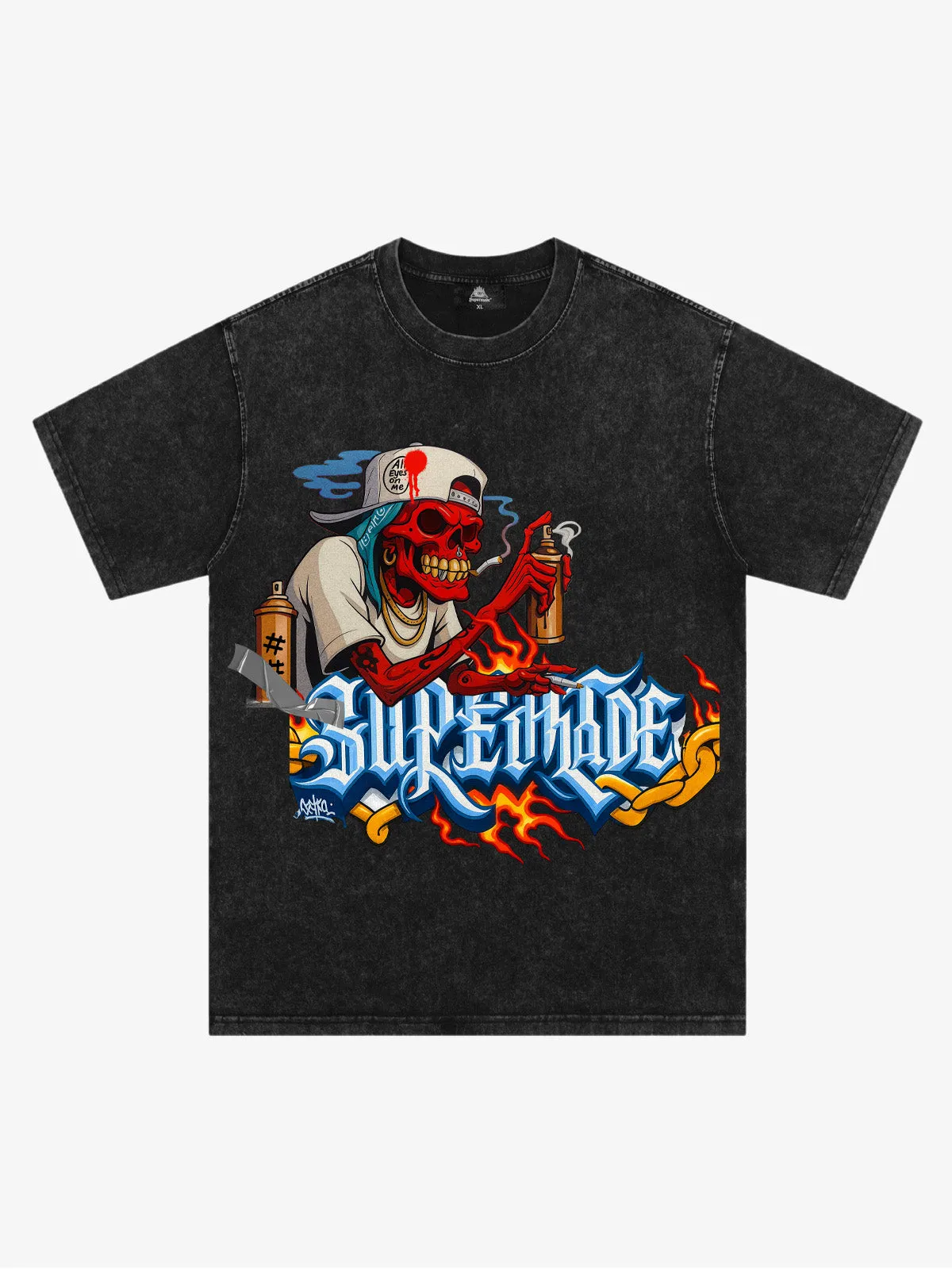 Street Skull Graffiti Artist Flame Flower Font T-Shirt sold by Thesupermade product image thumbnail 2