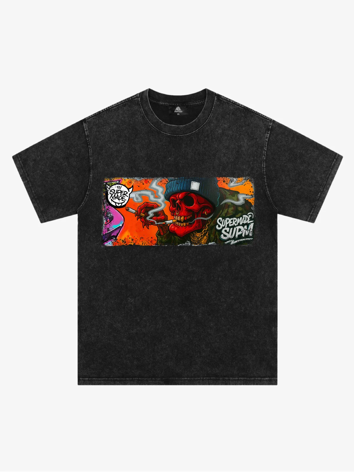 Distressed Blood Red Skull With Smoke Graffiti T-Shirt sold by Thesupermade