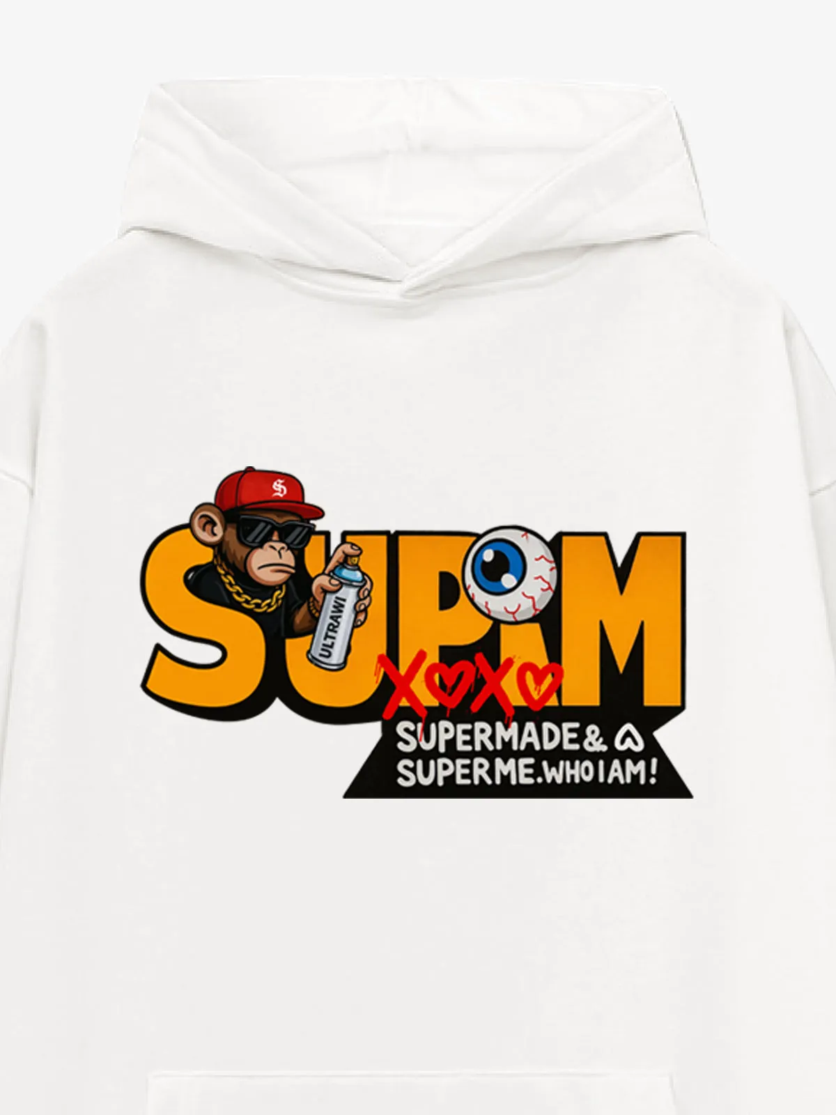 Street Rock Monkey Graphic SUPM Letter Print Hoodie sold by Thesupermade product image thumbnail 4