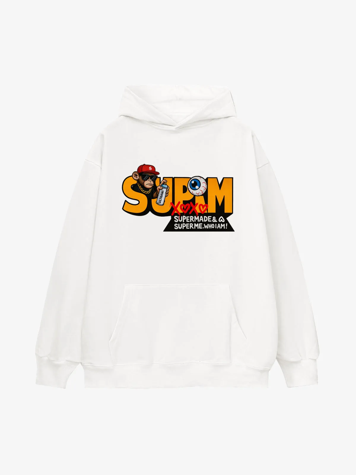 Street Rock Monkey Graphic SUPM Letter Print Hoodie sold by Thesupermade