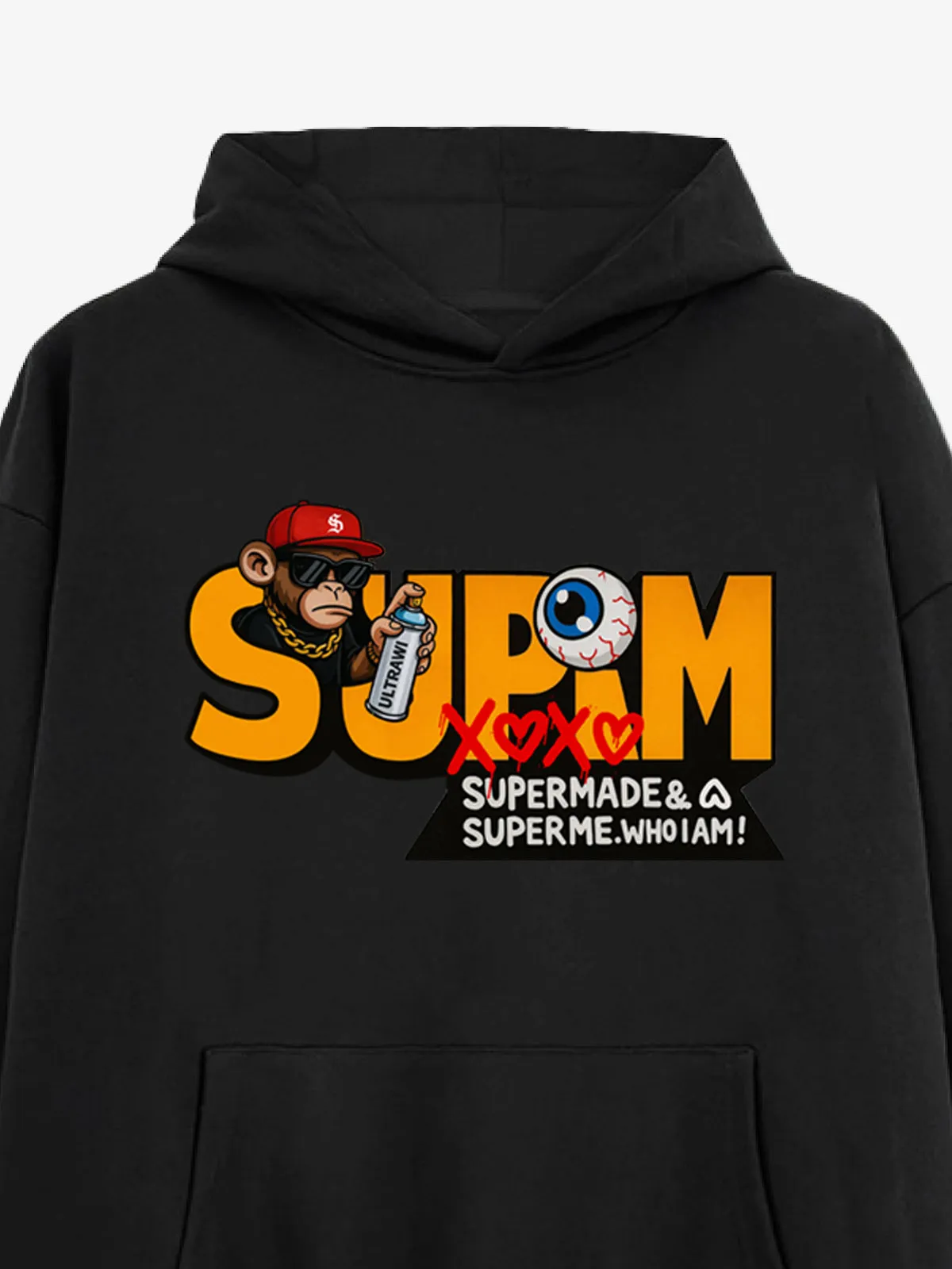 Street Rock Monkey Graphic SUPM Letter Print Hoodie sold by Thesupermade product image thumbnail 5