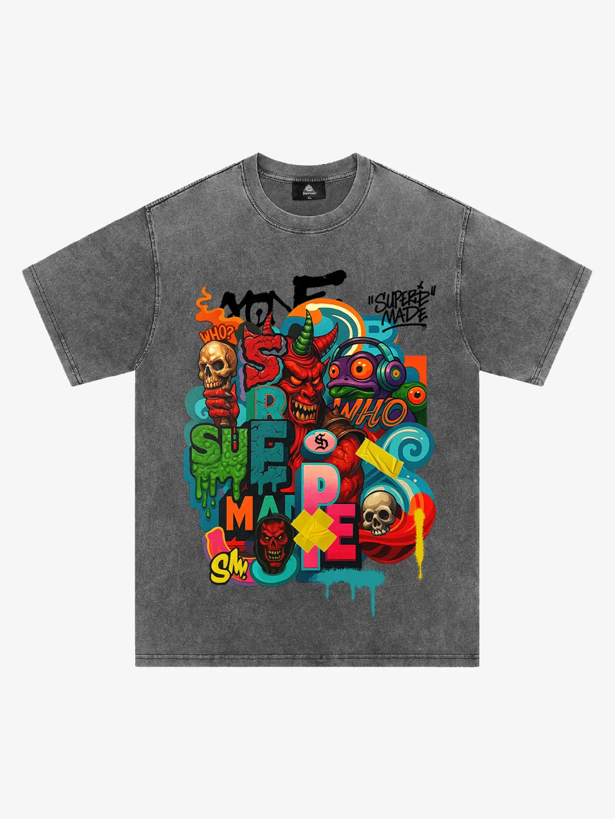 Trendy Multicolor Graffiti Skull Graphic T-Shirt sold by Thesupermade product image thumbnail 4