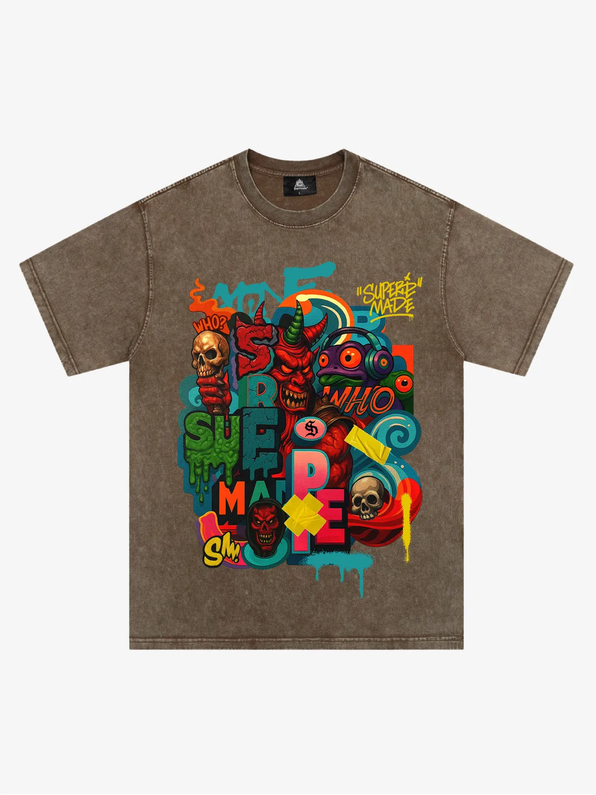 Trendy Multicolor Graffiti Skull Graphic T-Shirt sold by Thesupermade product image thumbnail 5