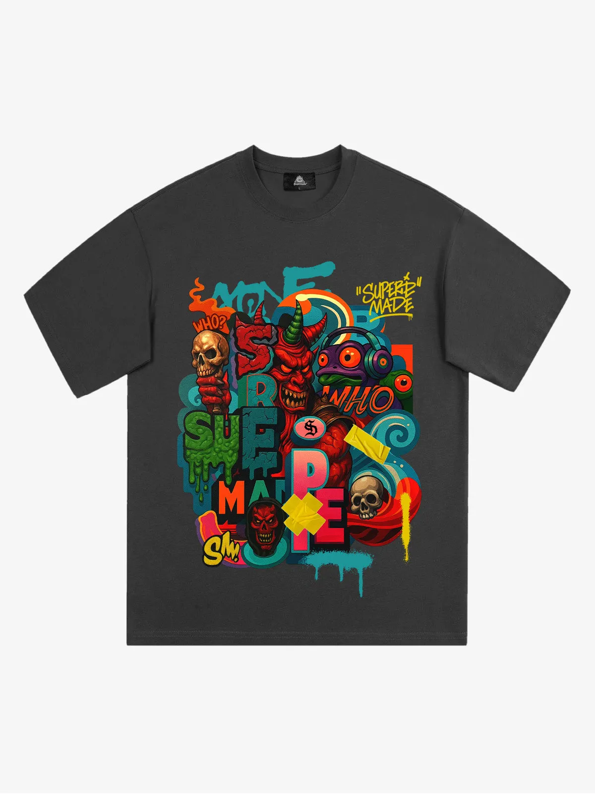 Trendy Multicolor Graffiti Skull Graphic T-Shirt sold by Thesupermade product image thumbnail 2