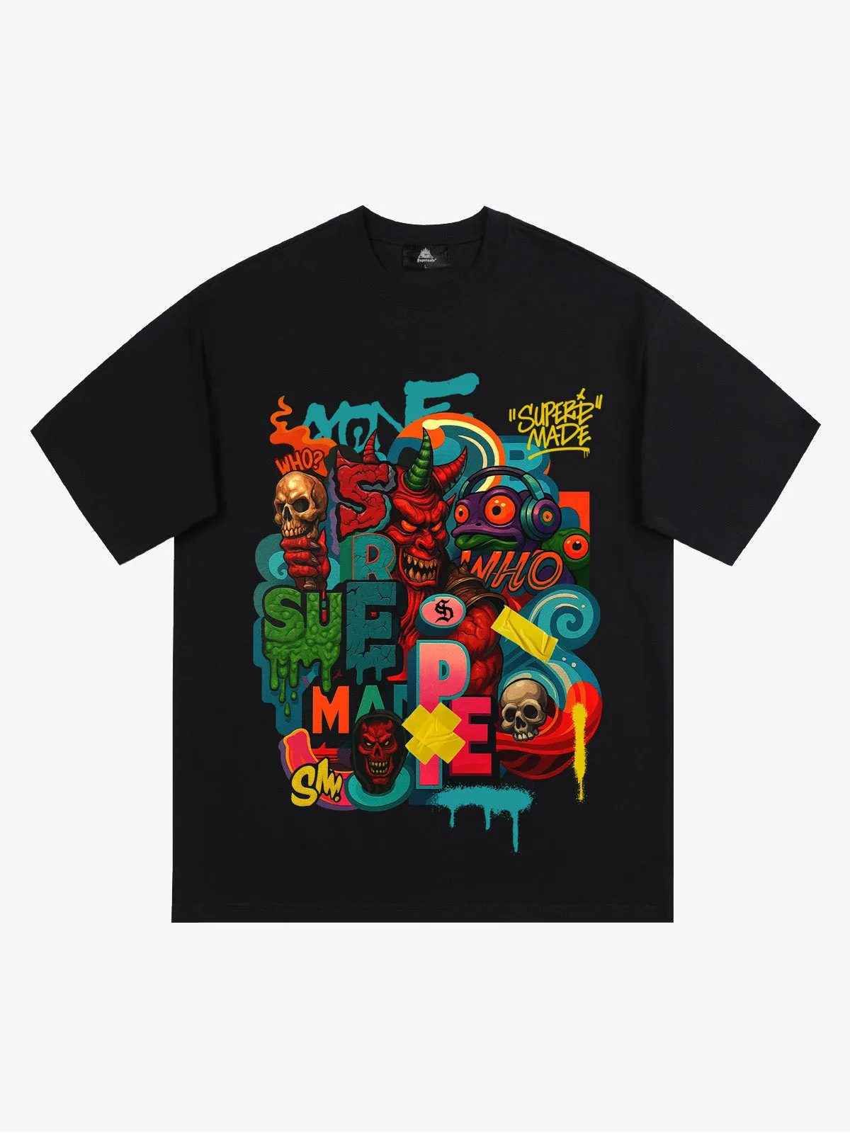 Trendy Multicolor Graffiti Skull Graphic T-Shirt sold by Thesupermade product image thumbnail 3