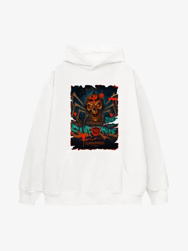 Spooky Skull Spider Pattern Hoodie sold by Thesupermade