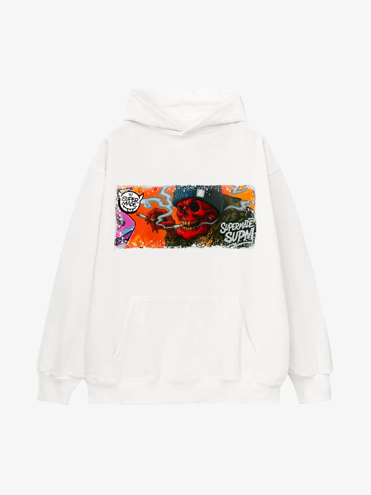 Distressed Blood-Red Skull Graffiti Hoodie sold by Thesupermade product image thumbnail 2