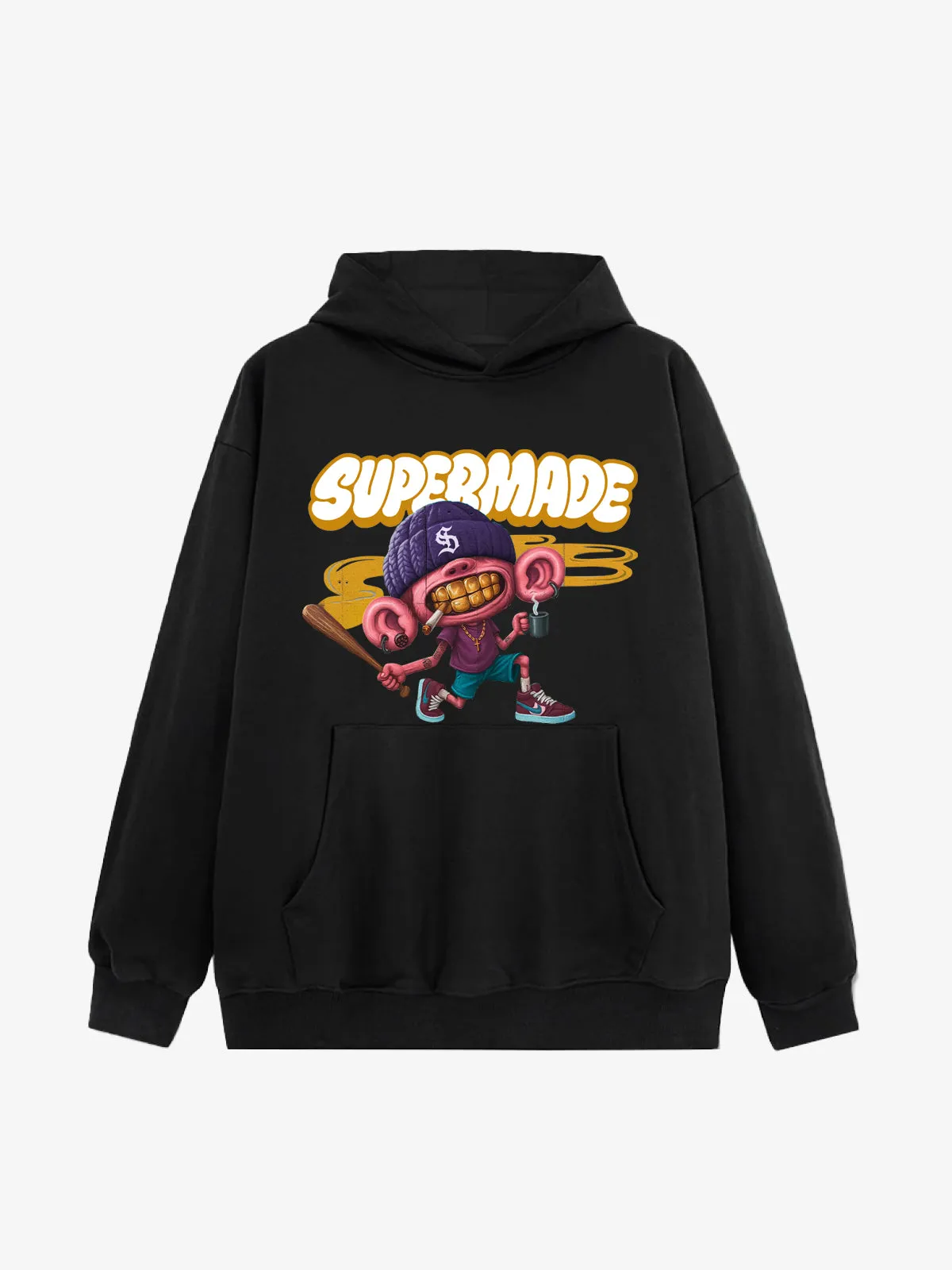 Cartoon Graffiti Font Baseball Boy Graphic Hoodie sold by Thesupermade