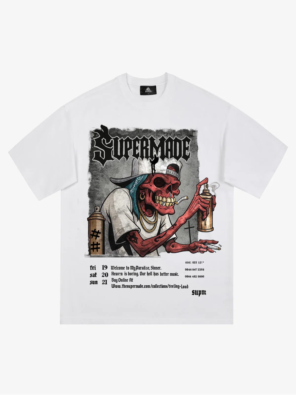 Streetwear Spray Can Skull Graphic Washed T-Shirt sold by Thesupermade product image thumbnail 2