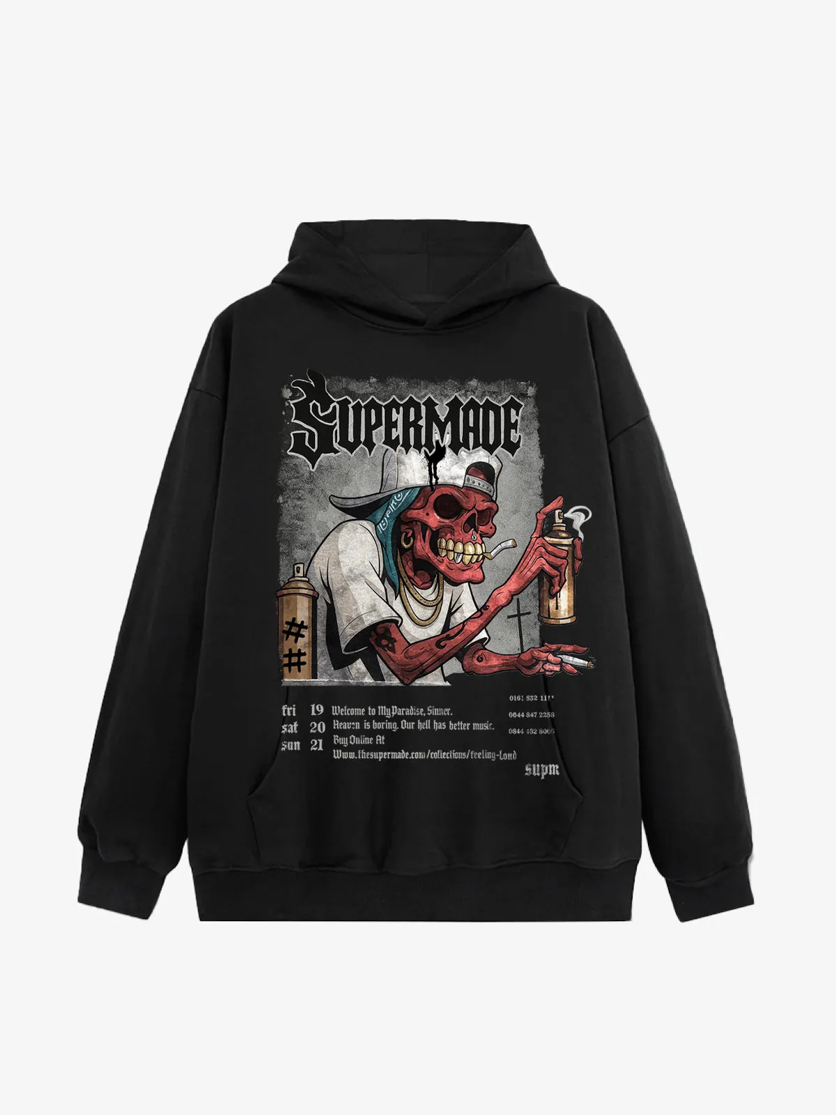 Vintage Punk Street Blood Red Skull Graffiti Hooded Sweatshirt sold by Thesupermade