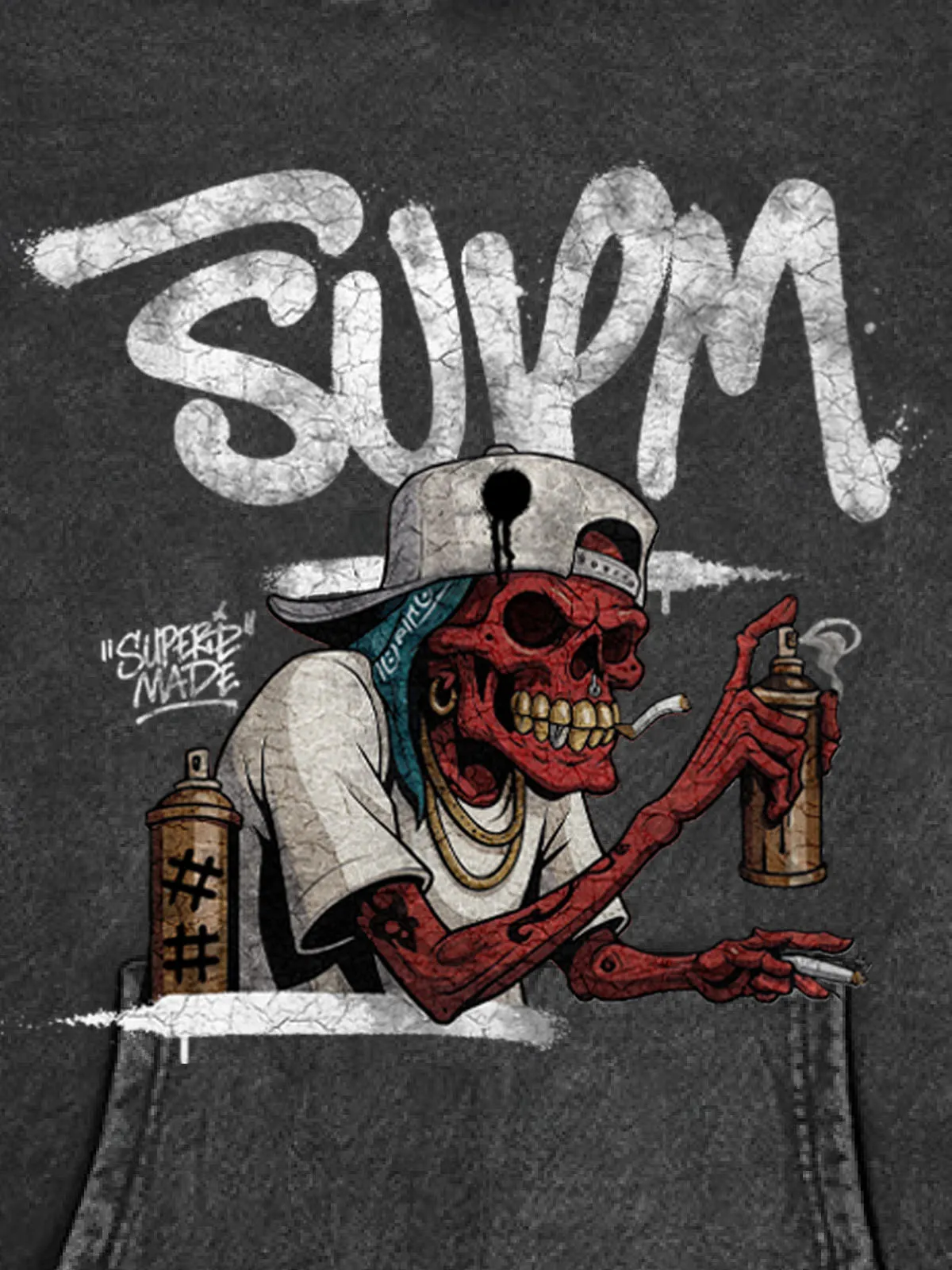 Street Gothic Skull Spray Graffiti Print Hooded Sweatshirt sold by Thesupermade product image thumbnail 5