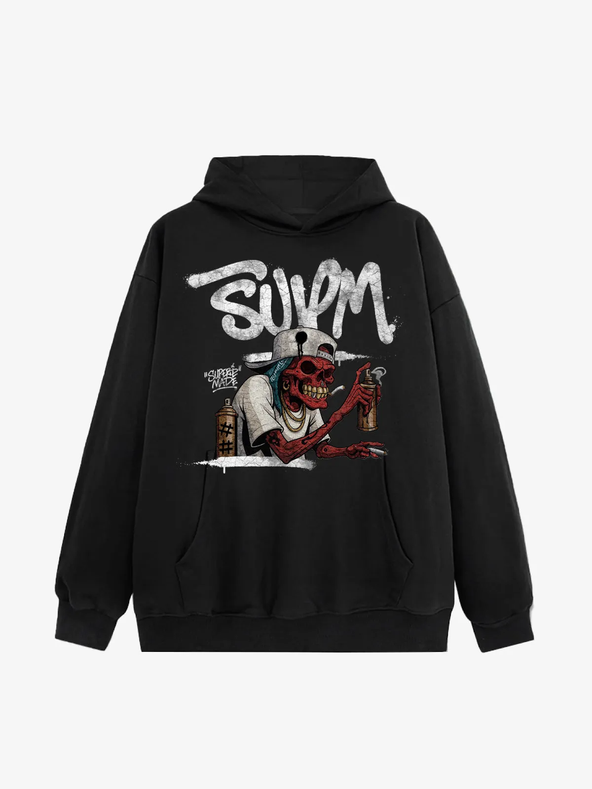 Street Gothic Skull Spray Graffiti Print Hooded Sweatshirt sold by Thesupermade product image thumbnail 3