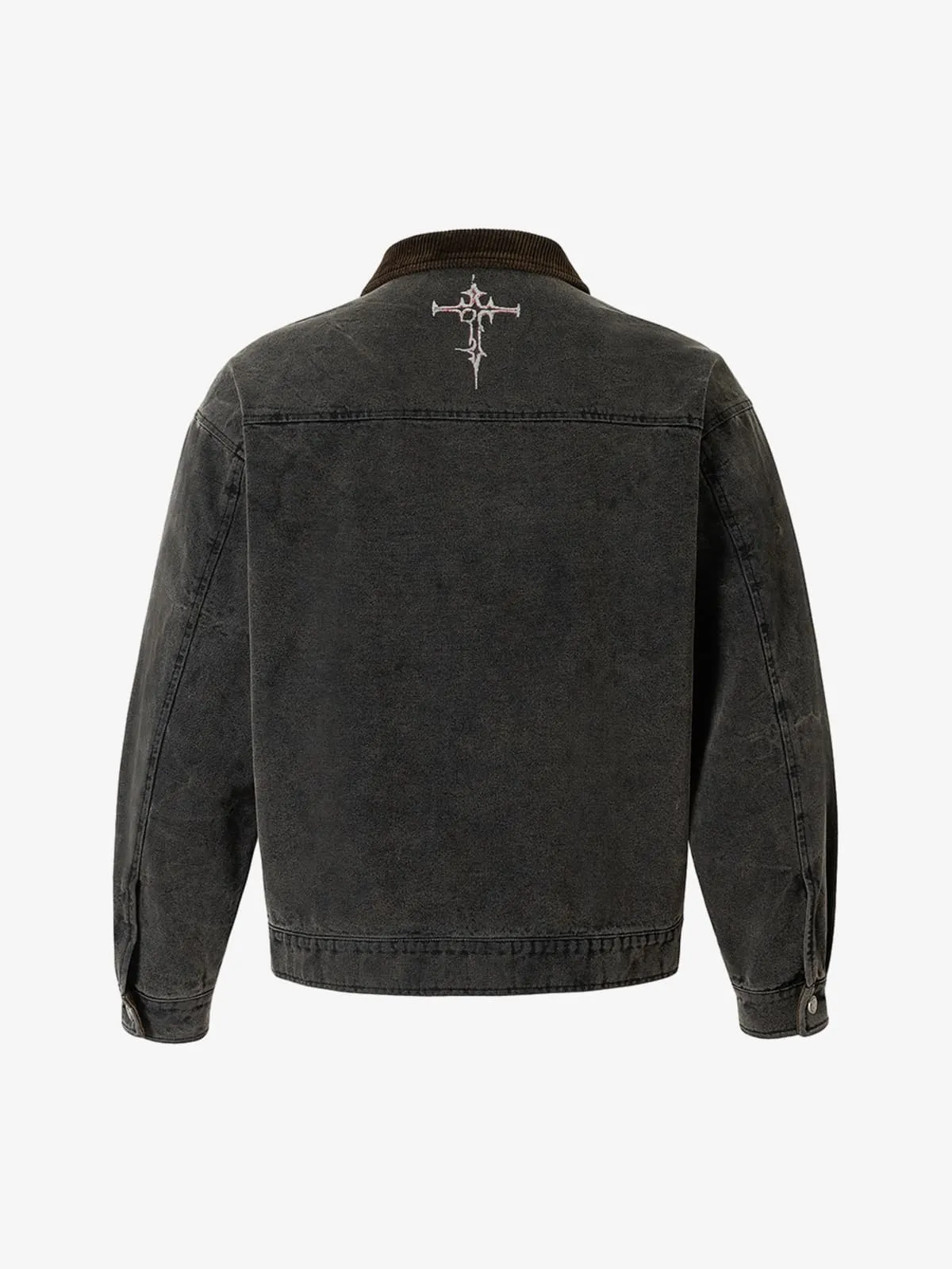 Washed And Distressed Dark Graffiti Patchwork Jacket sold by Thesupermade product image thumbnail 2