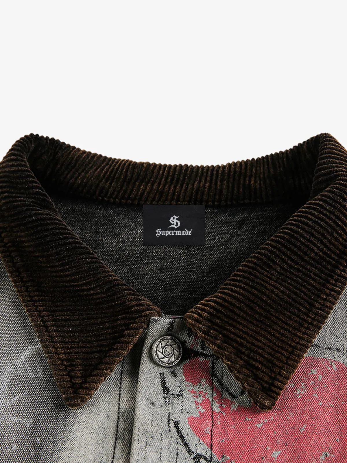 Washed And Distressed Dark Graffiti Patchwork Jacket sold by Thesupermade product image thumbnail 3