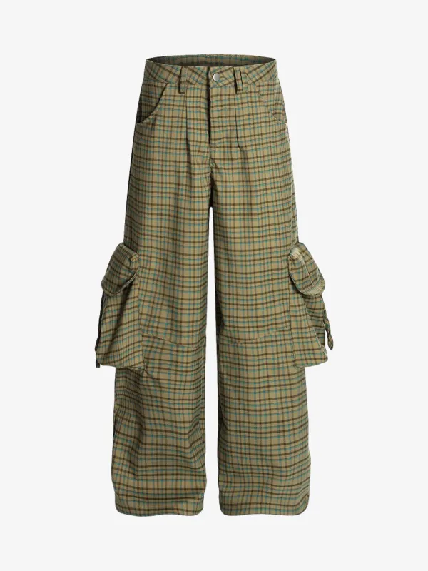 Retro Plaid Multi-pocket Cargo Pants sold by Thesupermade