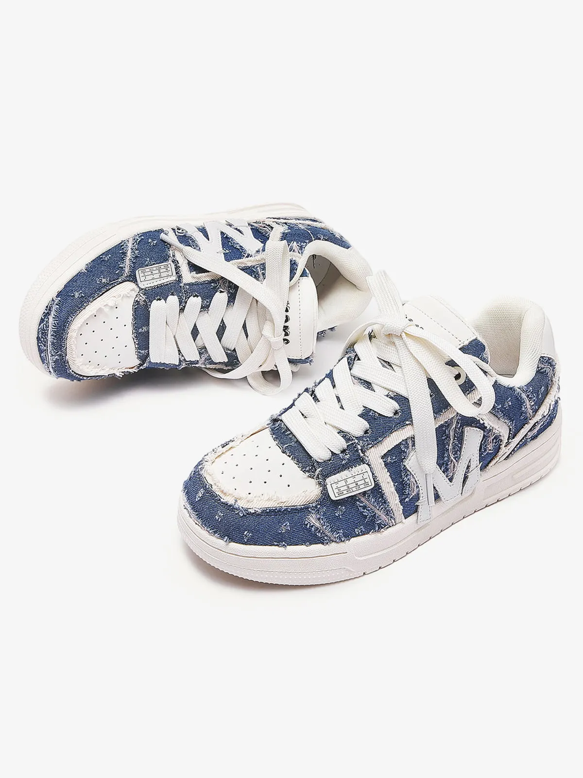 Street Distressed Denim Patchwork Sneakers sold by Thesupermade product image thumbnail 4
