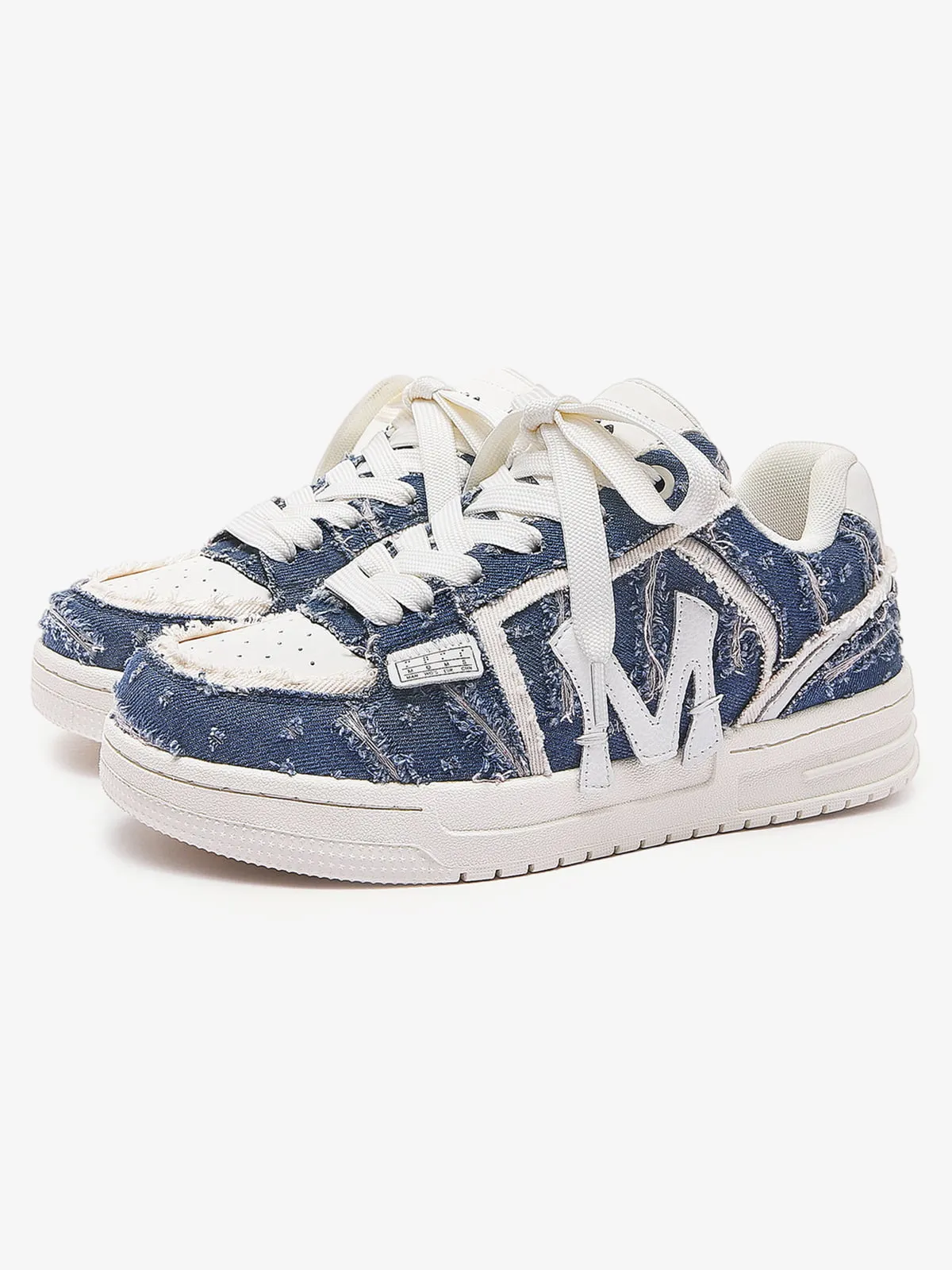 Street Distressed Denim Patchwork Sneakers sold by Thesupermade